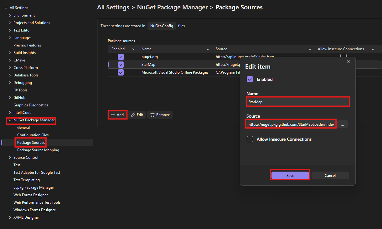 Add new Package Source