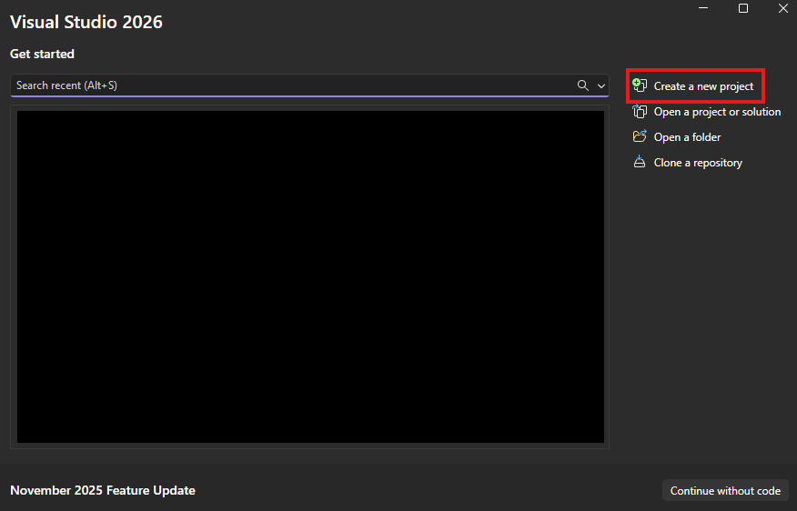 Press create project
