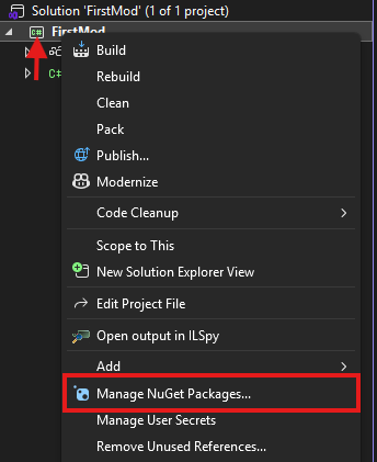 Right click the project and select Manage NuGet Packages